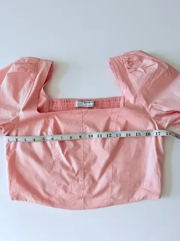 Sophie Rue Pink Puff Sleeve Square Neck Smocked Back Corset Top Size Large New