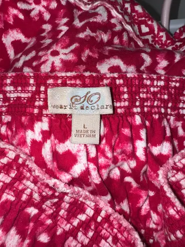 So Wear It Declare Strapless Smocked Top Pink White Heart Floral Print L Y2K Size L