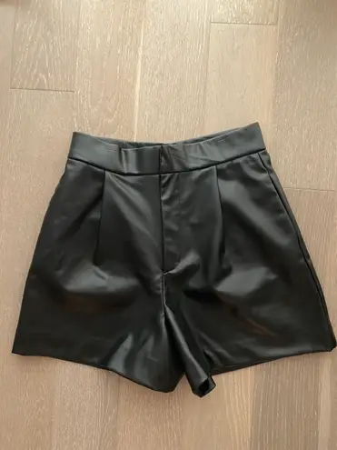 ZARA Black Faux Leather Shorts