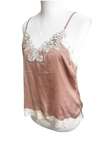 I.N.C International Concepts Lace Trim Cami Y2K Fairy Whimsical Size Medium Tan Brown