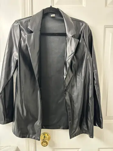 Faux Leather Blazer Black Size XS