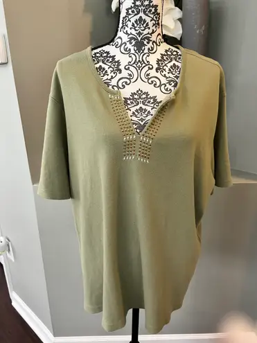 Coral Bay 3X Green Short Sleeve Top