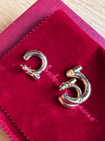 Salvatore Ferragamo NWOT Gold/pink gold-plated brass Gancini hoop earrings