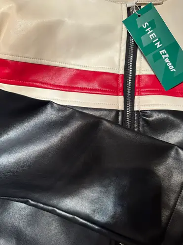 SheIn Color Block Moto Leather Jacket