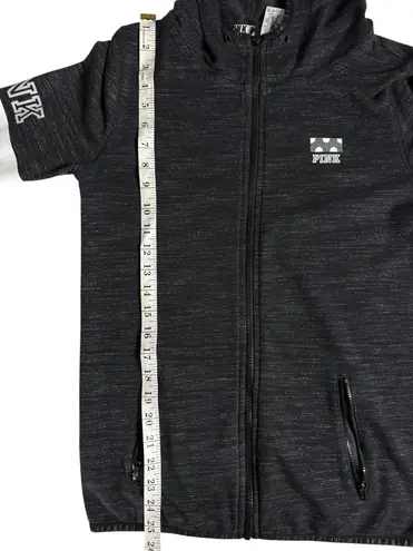 PINK - Victoria's Secret PINK by Victoria’s Secret Hoodie Small Black Heather Zip Up Logo Sweatshirt