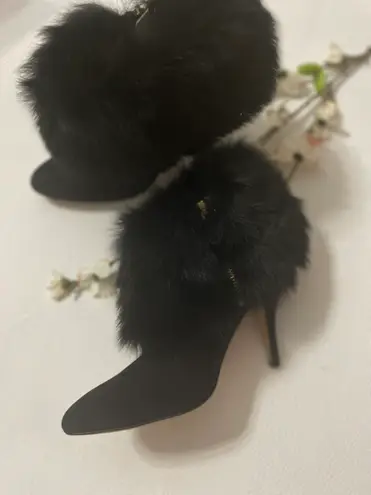 Bettye Muller Black Fury Suede/Fur Boots/Booties(36) E113