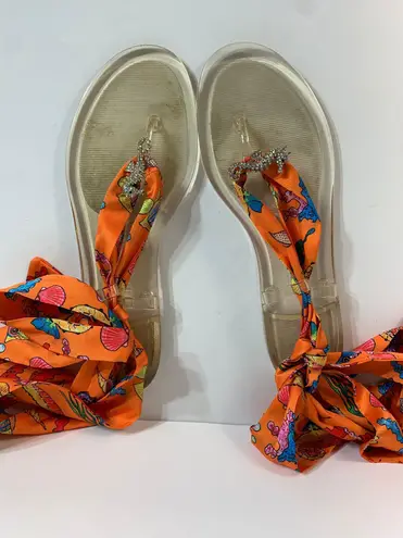 Inc international CONCEPTS Women's Orange-Clear Seahorse Malana Scarf Flat Sanda