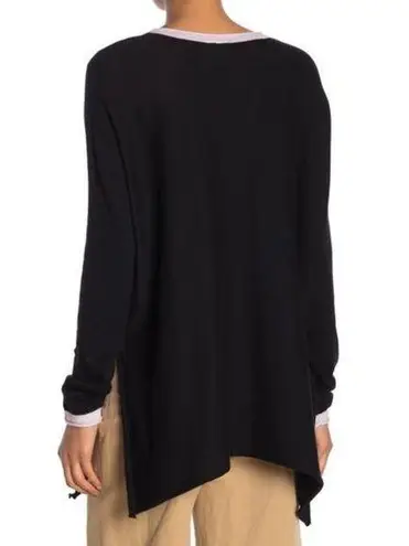 Cloth by Design New Convertible Side Slit Sweater Contrast Trim Black Purple