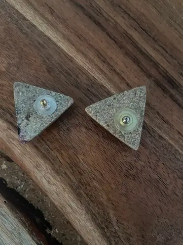 Vintage Sand & Seashell Resin Triangle Earrings Multiple