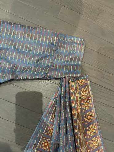 Pakistani/Indian 3pc Blue & Multi Color Embroidery Printed Shalwar Kameez Size M