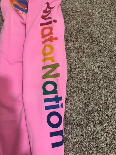 Aviator Nation Neon Logo Sweatpant in Neon Pink