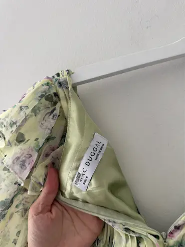 Mac Duggal Green Floral Chiffon Gown