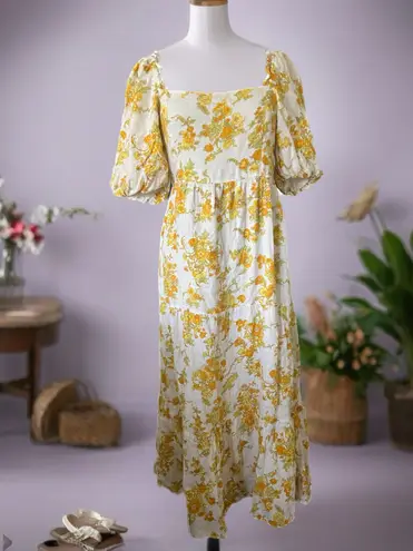 Faithfull the Brand Gamora Midi Dress Linden Floral Print SIZE M