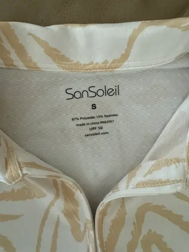 SanSoleil EUC Ladies SolCool Print Zip Collared Golf Sun Shirt. MSRP $104