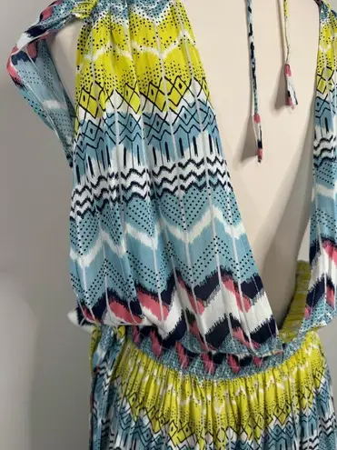 Gorgeous America and Beyond Chevron Pattern Beach Bathing Suit Coverup Dress Blue Size L