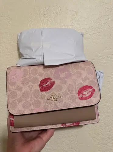Coach Klare Crossbody Bag Signature Canvas & Leather With Lips Print CZ947
