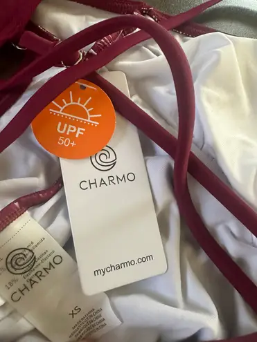 Charmo Tummy Control One Piece Swimsuits for Women Ruched Bathing Suits Strappy V Neck Size XS