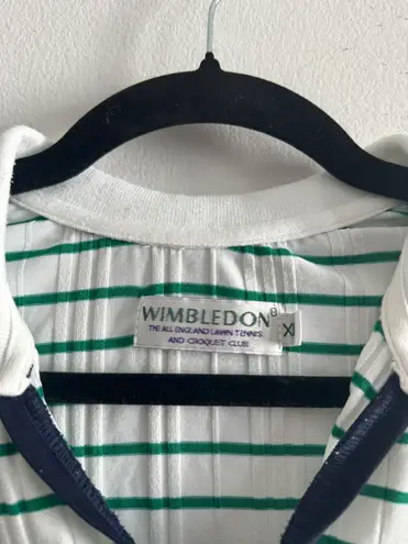 Wimbledon Tennis Striped Collared Tank XL Green White
