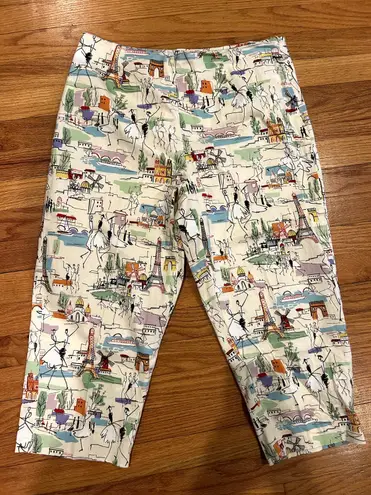 Wildlife Sportswear Women's Size 12 Parisean Scene Capri Pant Fun Whimsy