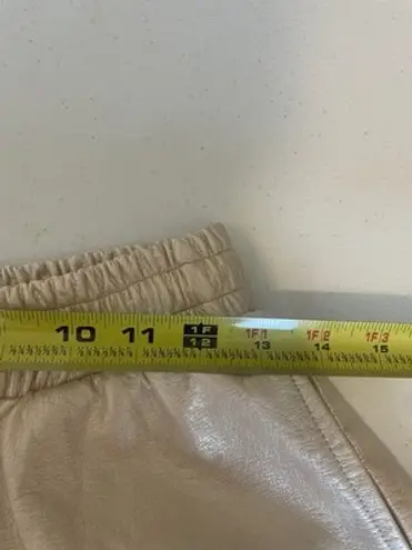 Aaron & Amber Faux Leather Shorts S Champagne Metallic Pearl Drawstring NWT