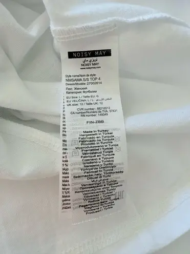 Noisy May White Back Bow Criss Cross Short Sleeve Tee Size Large Designer New