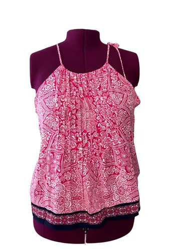 Soho NWT NY Red White Blue Paisley Halter Blouse Top sz X LARGE