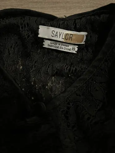 Saylor x Revolve Mariella Lace Ruffle Blouse in Black