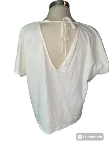 Boden USA Boden blouse short sleeve deep V-neckline front/back tie 100% cotton Sz 8 NWT