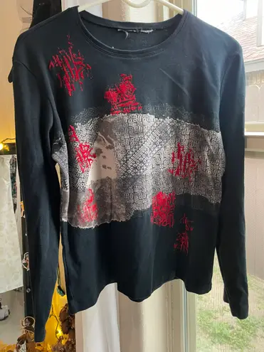 Y2k black and red gothic vampy long sleeve Size L