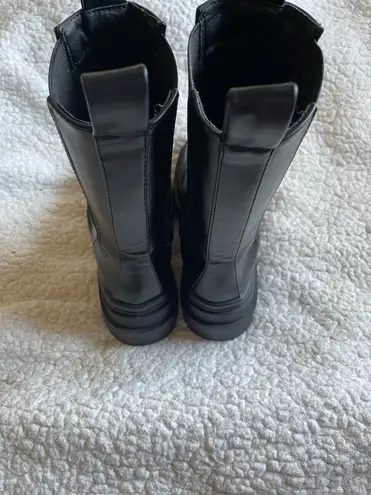 Black Faux Leather Midi Boots Size 6