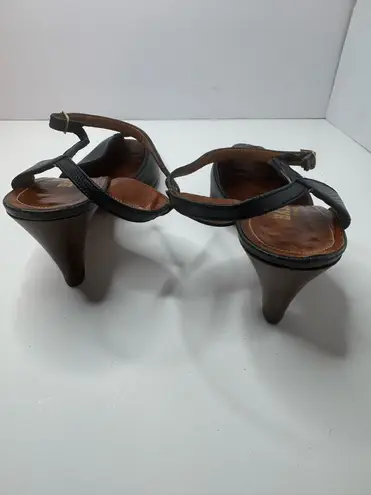 Bally Navy Blue Leather Heels Size 6D Black