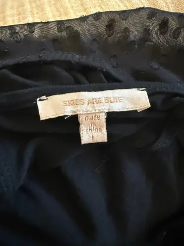 Skies Are Blue Black Beaded Blouse with Razor Cut Back