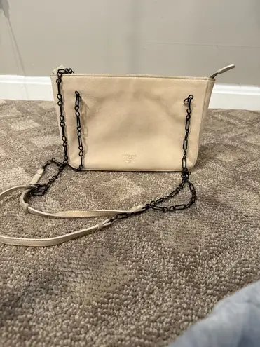Prada  Authentic Cream Suede Shoulder Bag with Gunmetal Chain and Sleek Design - Image 10