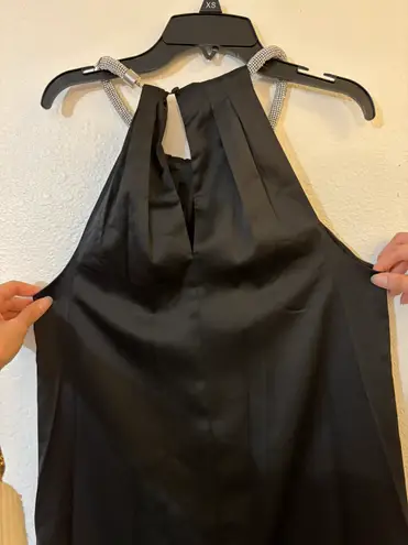 Badgley Mischka Belle by Julier Satin Halter Neck Sleeveless A-Line Dress