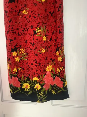 Notations Red Yellow Floral Maxi Skirt 34” Long / 27.5” Waist Stretched