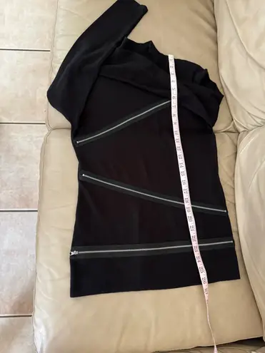 Tracy M Black Cotton Blend Turtleneck Sweater with Zipper Accents. Size S