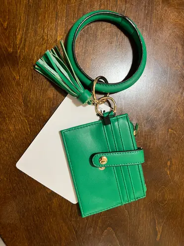 Citi Trends Green Circle Bangle PU Leather Keychain Wallet ID Card Holder