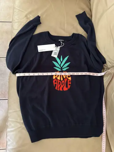 Minnie Rose Pineapple Graphic Navy Cotton Pullover. Size S. MSRP $165