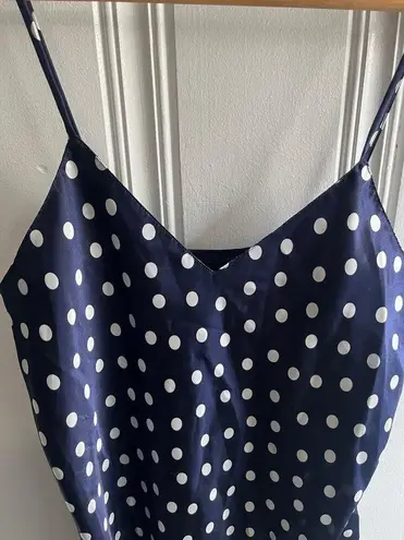 Vintage Blue white polka dot slip dress small