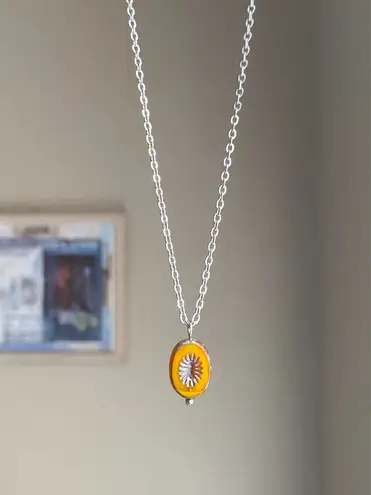 Handmade retro vintage chic whimsical style quality Czech glass bead simple necklace🧡