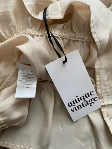 Unique Vintage NWT Champagne Satin Peplum Blouse X-LARGE