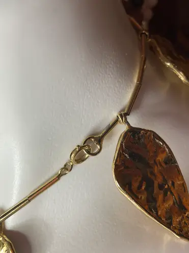 Signed Joanne’s Cooper Got Ciner Willow Leaf Matching Necklace & Clip On Earrings