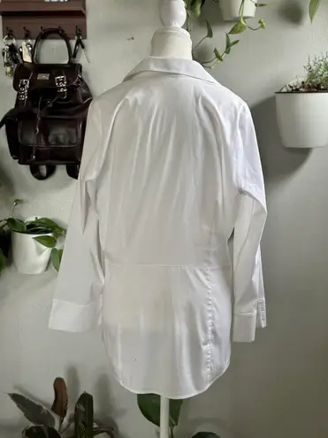 Foxcroft NYC White Wrap Blouse – Size 12 Shaped Non-Iron Stretch