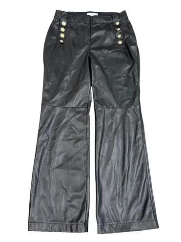 Derek Lam 10 Crosby x RTR Flare Faux Leather Sailor Pant in Black, Size US 8 Black