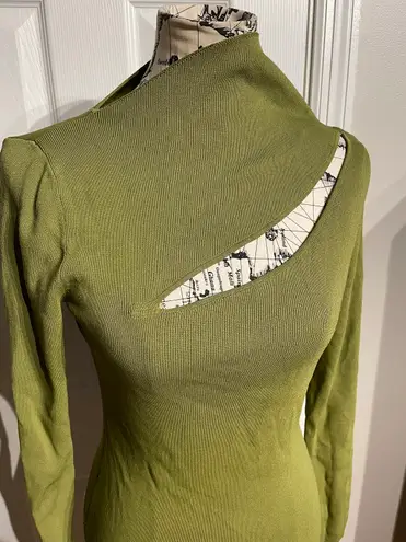 Cyrus Vintage Y2K Mock Cutout Knit Sweater Blouse Pullover Women's Green Small