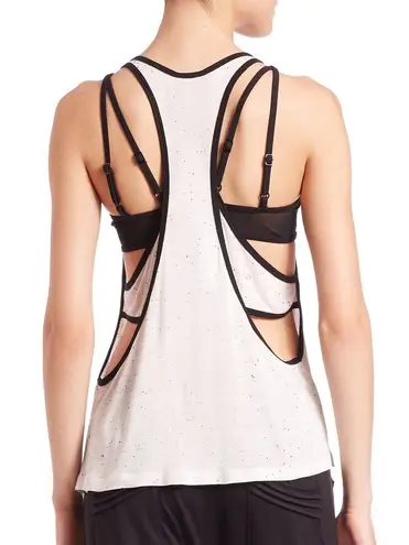 Koral Activewear Vortex off-white speckled layered jersey tank top size S small