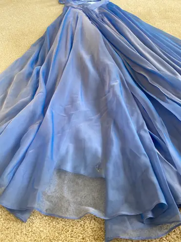 La Femme Periwinkle Strapless Prom Dress