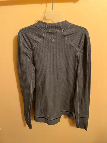 Lululemon Think Fast Long Sleeve in Heathered Herringbone Silver Spoon Slate