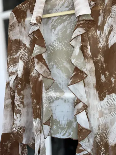 Commense Women's Large Brown Ruffled Modern Vintage