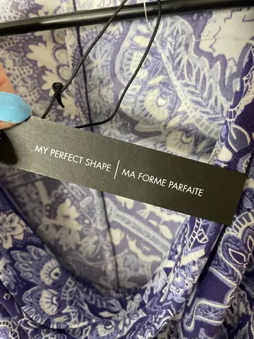 Tahari My Perfect Shape Blouse Paisley Cap Sleeve Cowl Neck Short Sleeves Women’s 2X NWT